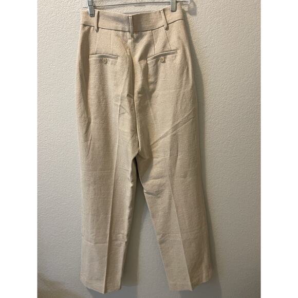 The Frankie Shop NWT Pace Pleated High Waist Linen Trousers Pants Small Sand - Picture 2 of 8